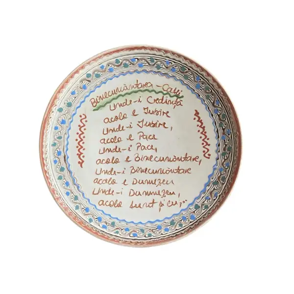 Farfurie Horezu 20–22 cm Binecuvantarea casei – traditionala lucrata manual