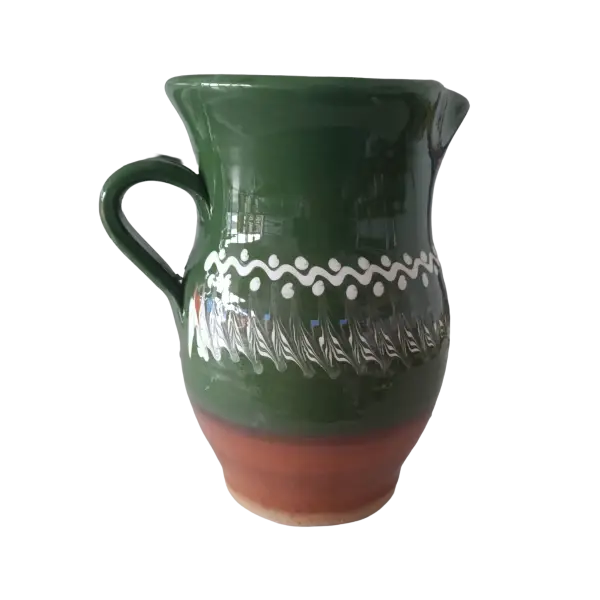 Carafa din ceramica de Horezu – 2 litri | model verde traditional (lucrata manual)