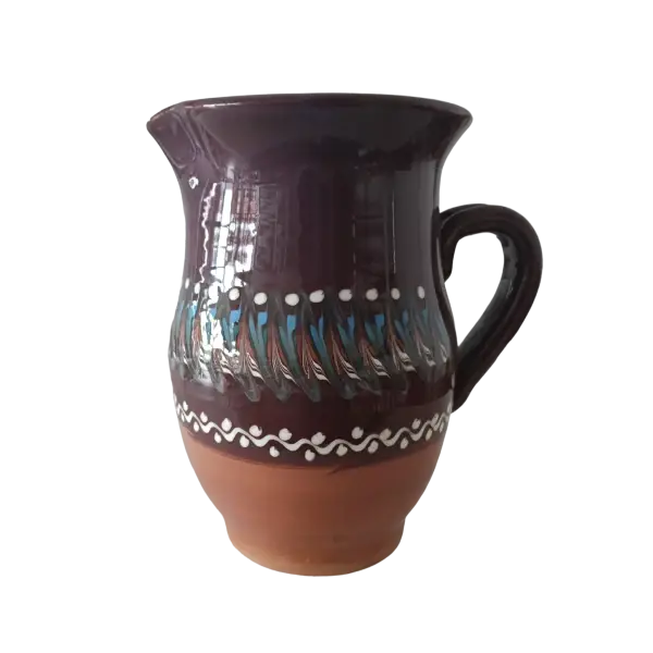Carafa din ceramica de Horezu – 2 litri | model traditional cu brau decorativ