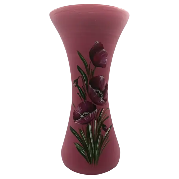 Vaza mare din ceramica | decor floral rosu autentic UNESCO (28 cm)
