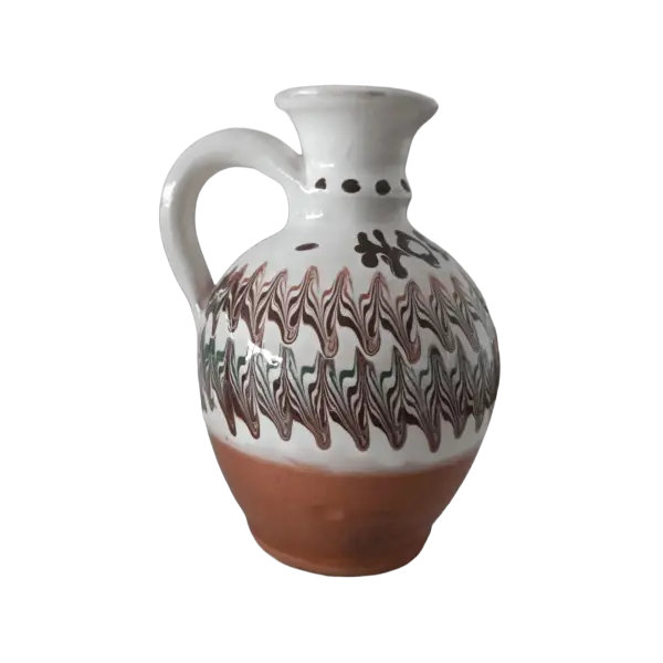 Ulcioras Horezu autentic, lucrat si pictat manual | Ceramica traditionala romaneasca | 350 ml