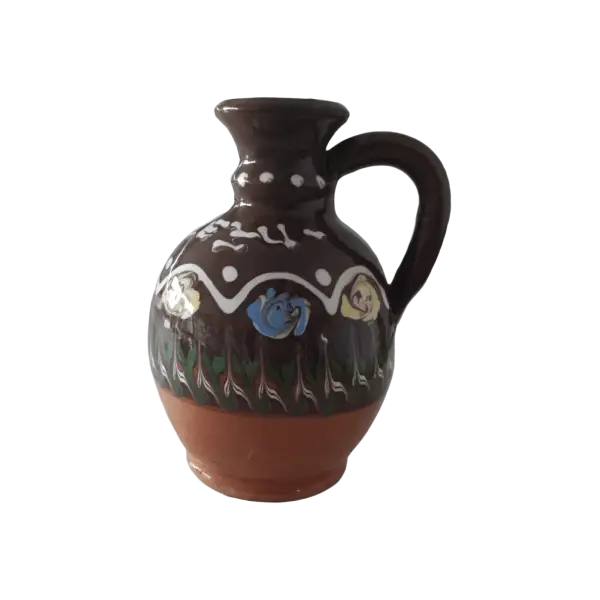 Ulcioras Horezu autentic, lucrat si pictat manual | Ceramica traditionala romaneasca | 350 ml