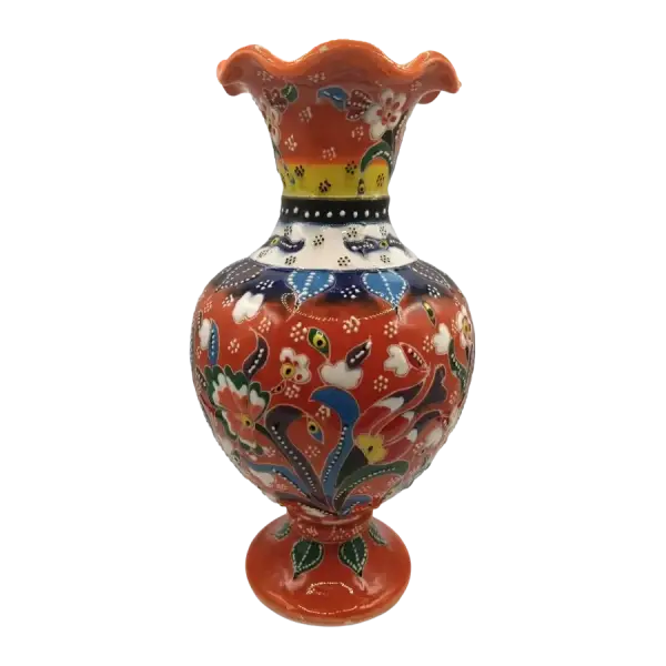 Vaza decorativa din ceramica | design traditional colorat (20 cm)