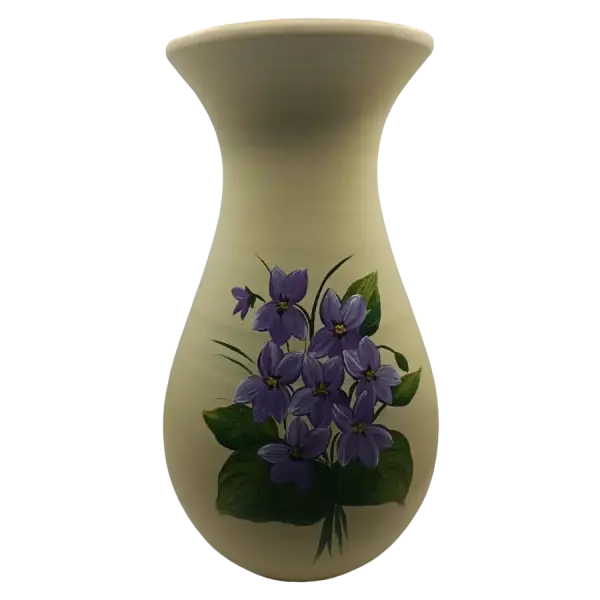 Vaza mare din ceramica | decor floral violet autentic (28 cm)