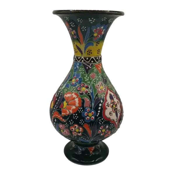 Vaza decorativa din ceramica| design floral colorat (20 cm)