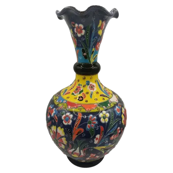 Vaza decorativa din ceramica | design floral colorat (25 cm)