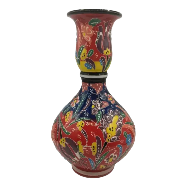 Vaza decorativa din ceramica | design floral colorat (20 cm)