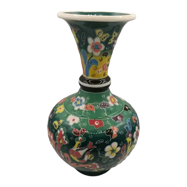 Vaza decorativa din ceramica | design  traditional colorat (20 cm)