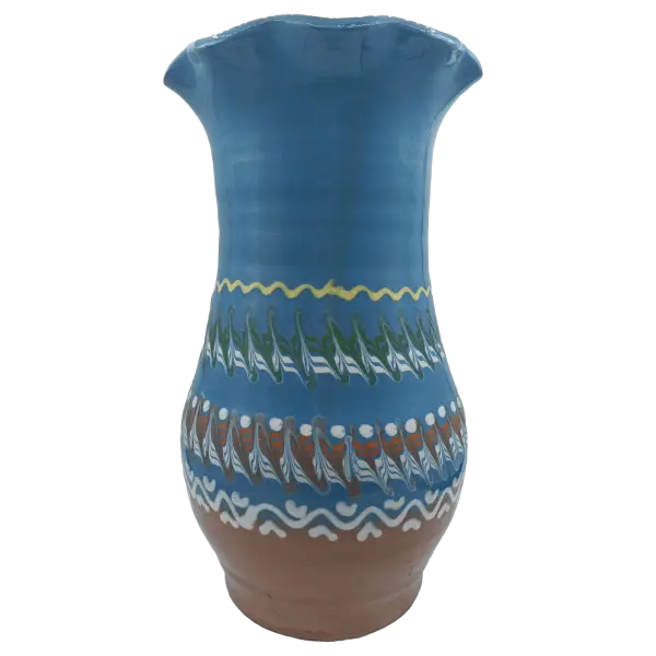 Vaza din ceramica de Horezu lucrata manual | model traditional multicolor (21 cm)
